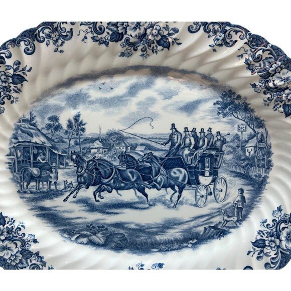 Johnson Bros Coaching Scenes Hunting Country Ironstone Platter Oval Plate - Picture 4 of 4